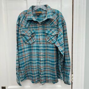 Canyon Guide western flannel plain pearl snap long sleeve‎ shirt men's xl